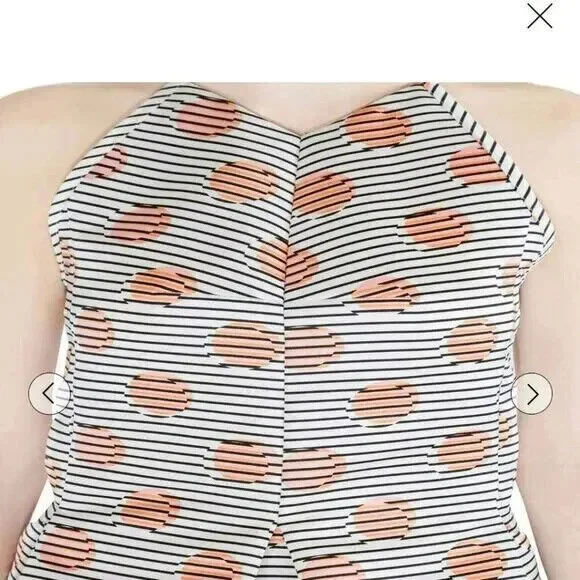 Kenzo White Polka Dot and Stripe Print Sleeveless Flared Dress Sz 36 (US 4) - Picture 7 of 11